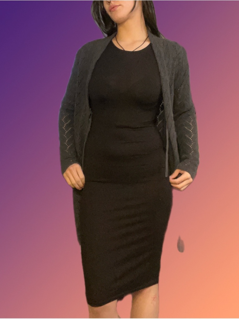 Yelete Black Bodycon Midi Dress - Soft Stretchy LBD Size S/M